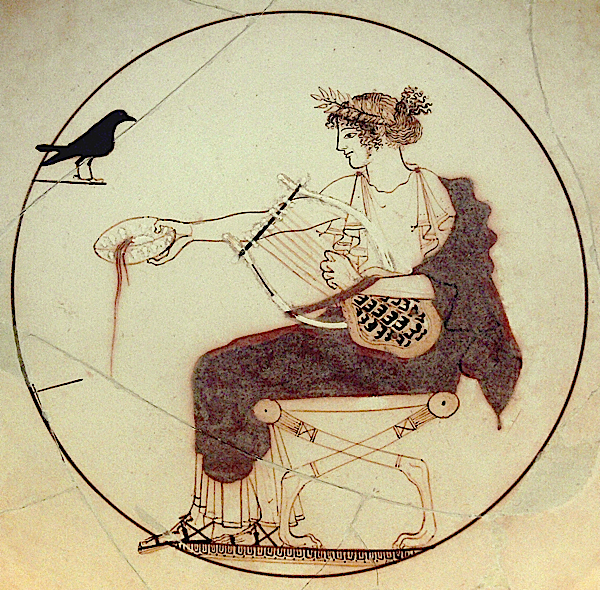 The God Apollo and his black bird (Greek 5th century BCE